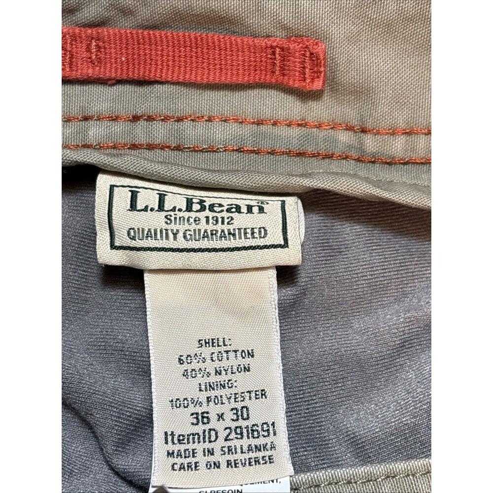 Lined Canvas LL Bean Riverton Pants 36x30 Khaki Double Knee Utility Hiking Work